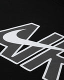 NIKE Women Black Typography Printed Drop-Shoulder Sleeves AIR Pure Cotton T-shirt