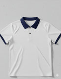 Ringer Polo - Corporate - Performance Mesh Lycra - White | Collar/Cuff/Placket: Navy