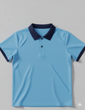 Ringer Polo - Corporate - Performance Mesh Lycra - Sky Blue | Collar/Cuff/Placket: Navy