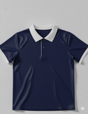 Ringer Polo - Corporate - Performance Mesh Lycra - Navy | Collar/Cuff/Placket: White