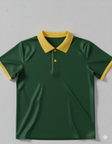 Ringer Polo - Corporate - Performance Mesh Lycra - Green | Collar/Cuff/Placket: Yellow