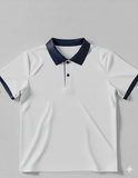 Ringer Polo - Corporate - Performance Mesh Lycra - White | Collar/Cuff/Placket: Black
