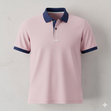 Ringer Polo - Corporate - Performance Mesh Lycra - Light Pink | Collar/Cuff/Placket: Navy