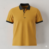 Ringer Polo - Corporate - Performance Mesh Lycra - Mustard | Collar/Cuff/Placket: Black
