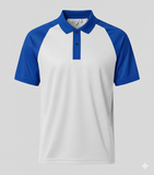 Raglan Polo - Corporate - Performance Mesh Lycra - White/Blue