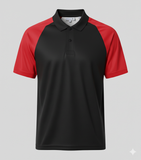 Raglan Polo - Corporate - Performance Mesh Lycra - Black/Red