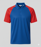 Raglan Polo - Corporate - Performance Mesh Lycra - Blue/Red
