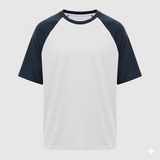 Raglan Tee - Corporate - Performance Mesh Lycra - White/Navy