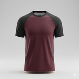 Raglan Tee - Corporate - Performance Mesh Lycra - Maroon/Black
