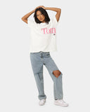 Tommy Jeans signature logo front print t-shirt in white
