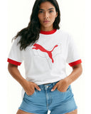P Ess+ Logo Lab Cat Tee  Ringer White/Red Drop Shoulder T-Shirt