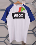 Hugo box logo Drop Shoulder Raglan T shirt white/blue