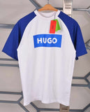 Hugo box logo Blue Drop Shoulder Raglan T shirt white/blue