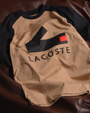 Lacoste Graphic Crocodile  Branding  Drop Shoulder Raglan T shirt  Beige/Black