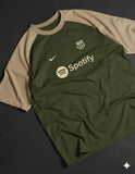 FC Barcelona Drop Shoulder Raglan T shirt  Olive/beige