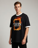 RAWx - Ringer  Drop Shoulder - Oversized Crew Neck Black/White - Fire
