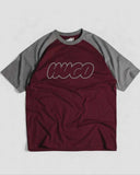Hugo Logo Printed Crewneck Raglan Maroon/Grey