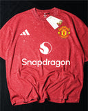 Manchester United- Heavy Cotton Acid Wash Drop Shoulder T-shirt -Maroon