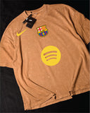 Fc Barcelona- Heavy Cotton Acid Wash Drop Shoulder T-shirt - Yellow