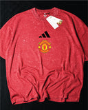 Manchester United- Heavy Cotton Acid Wash Drop Shoulder T-shirt -Maroon