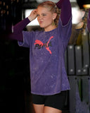 P shade cat - Heavy Cotton Acid Wash Drop Shoulder T-shirt - Blue