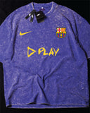Fc Barcelona- Heavy Cotton Acid Wash Drop Shoulder T-shirt -Blue