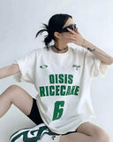 H&M Oversized T-Shirt WHITE with Green