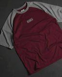 RAWx  Raglan T-shirt Drop Shoulder Maroon/Grey - Minimal