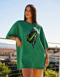 NIKE- Heavy Cotton Acid Wash Drop Shoulder T-shirt -  Green
