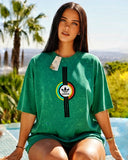 Adidas- Heavy Cotton Acid Wash Drop Shoulder T-shirt -Green