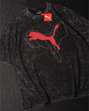 P shade cat - Heavy Cotton Acid Wash Drop Shoulder T-shirt - Black