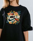 NIKE Sportswear Women's Floral Logo Boxy T-Shirt Black