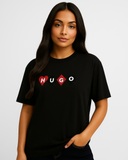 Hugo Cotton- T-shirt with playing-cards logo Black