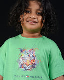 Kids Graphic Tee With Elastic Bottom-Green