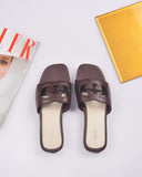 G Cut-Out  Women's lnterlocking Slide Sandal DARK BROWN