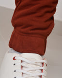 HUGO COTTON-TERRY TRACKSUIT BOTTOMS WITH LOGO PRINT MAROON