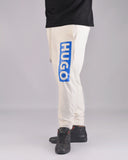 HUGO COTTON-TERRY TRACKSUIT BOTTOMS WITH LOGO PRINT