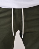 HUGO COTTON-TERRY TRACKSUIT BOTTOMS WITH LOGO PRINT OLIVE