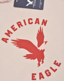 Ae Super Soft Raglan Logo Graphic T-shirt Contrast Stitch Beige/Red