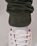 HUGO COTTON-TERRY TRACKSUIT BOTTOMS WITH LOGO PRINT OLIVE