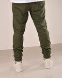HUGO COTTON-TERRY TRACKSUIT BOTTOMS WITH LOGO PRINT OLIVE