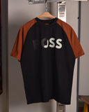 Hugo Boss Logo Printed Crewneck Raglan Black/Brown T-shirt