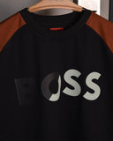 Hugo Boss Logo Printed Crewneck Raglan Black/Brown T-shirt