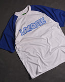 Lacoste Line Drop Shoulder Raglan T shirt  Blue/White