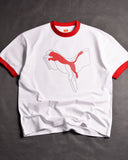 P Ess+ Logo Lab Cat Tee  Ringer White/Red Drop Shoulder T-Shirt