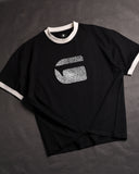 G-Star Finger Print Logo Ringer Black/White Drop Shoulder T-Shirt
