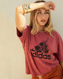 Adidas- Heavy Cotton Acid Wash Drop Shoulder T-shirt -Maroon