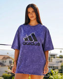 Adidas- Heavy Cotton Acid Wash Drop Shoulder T-shirt -Blue