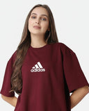 Adidas Essential Drop Shoulder Maroon Tee