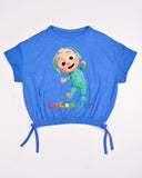 Kids Graphic Tee With Elastic Bottom-Blue